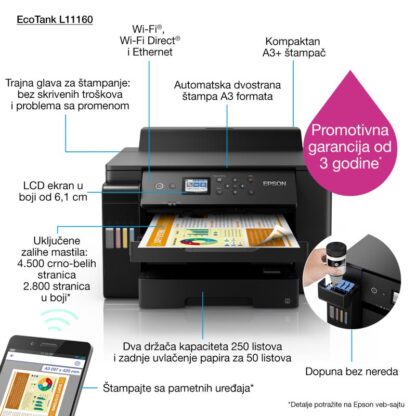 EPSON L11160 CISS COLOR A3INKJET PRINTER - Image 4