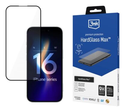Protective film 3mk HardGlass Max™ for iPhone 16 Plus, Black