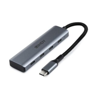 Hub Lindy USB-C 3.2 4 Port, gray