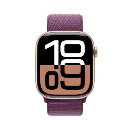 Apple Watch Series 10 GPS + Cellular 46mm Rose Gold Aluminium Case with Plum Sport Loop - Image 5