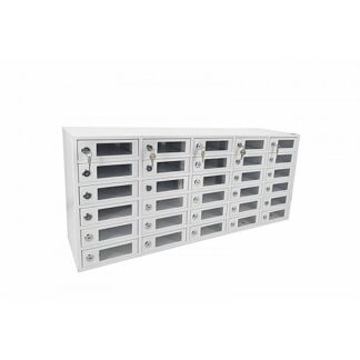 FixtureDisplays 30-Slot Cell Phone Storage Station Lockers Clear Window 35X15X9"