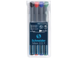 Schneider Maxx 222 Permanent Markers Fine Pack of 4 Assorted Colours 
