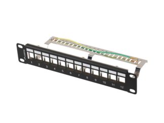 Empty patch panel 12 ports 1U 10" black V2