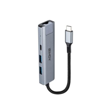 Hub Lindy USB3.2 Gigabit Ethernet, gray - Image 4