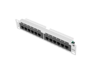 12-port patch panel 1U Cat.6 UTP grey
