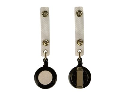 Plastic clip with retractable wire for badges