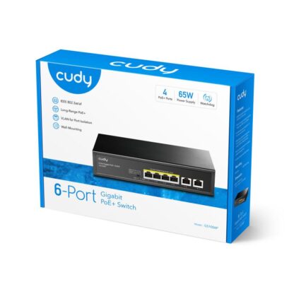 CUDY 6-Port Gigabit PoE+ Switch 65W - Image 4