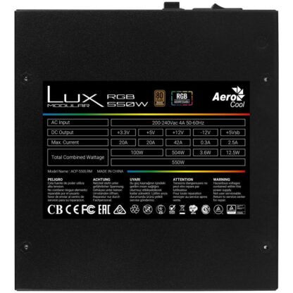 PSU AEROCOOL LUX RGB 550W 80+ BRONZE - Image 10
