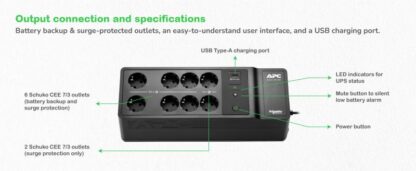 APC  Back-UPS, 500VA/300W Floor/Wall - Image 5