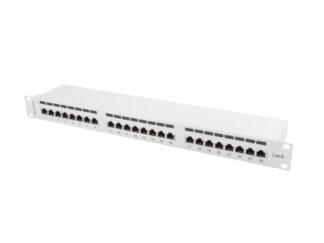 Patch panel 24 porturi 1U Cat.6 FTP gri