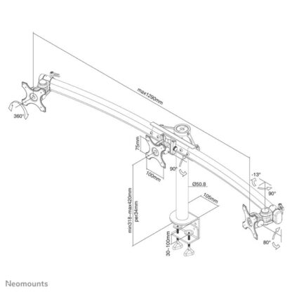 Neomounts Screen TV Desk Clamp FullM x3 10"-27" - Image 11
