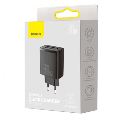 Baseus USB TypeCx2USB Network Charger Black - Image 10