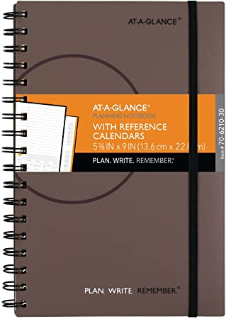 Planning Notebook by AT-A-GLANCE, Undated, 5- 1/2" x 9", Plan. Write. Remember, with Reference Calendars, Gray