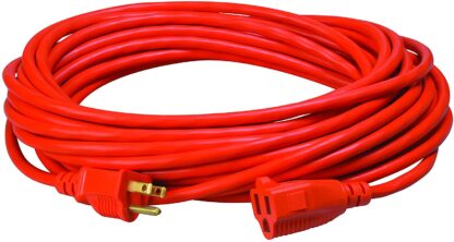 Vinyl Outdoor Extension Cord In Orange With 3- Prong Plug 50ft 110V