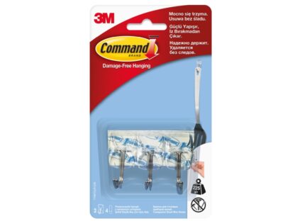 Hook with small metal rod 3 hooks / package + 4 double adhesive strips / 3M Command package