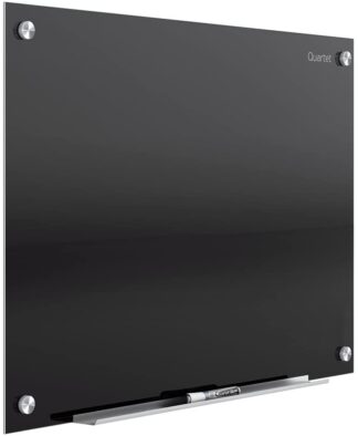 Quartet Glass Whiteboard, Magnetic Dry Erase White Board, 4' x 3', Black Surface, Infinity