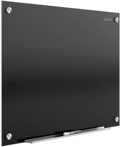 Quartet Glass Whiteboard, Magnetic Dry Erase White Board, 4' x 3', Black Surface, Infinity