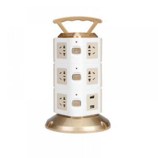 Vertical power strip: - 11 sockets + 2 USB ports