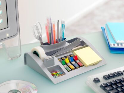 Desk organizer with notes, index & tape, silver C50 3M