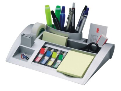Desk organizer with notes, index & tape, silver C50 3M