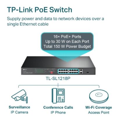 TP-Link Switch 16P-POE ,2P-GB SFP Unmanaged - Image 6