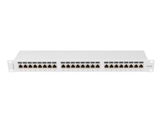 Patch panel 24 porturi 1U Cat.6A FTP gri