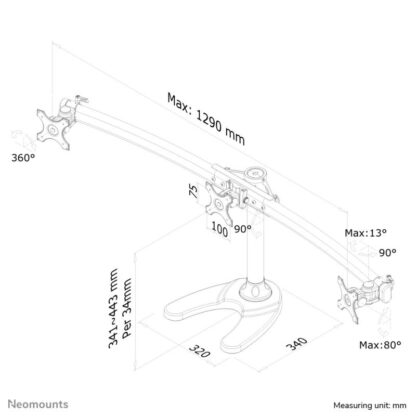 Neomounts 10"-27" triple desk monitor stand 8kg - Image 9