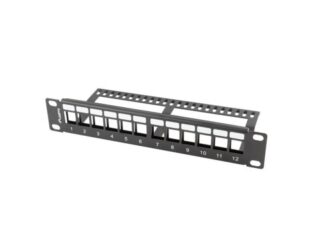 Empty patch panel 12 ports 1U black