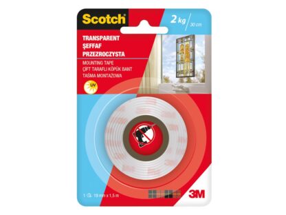 Indoor Mounting Tape transparent Scotch 19mmx1.5m 3M