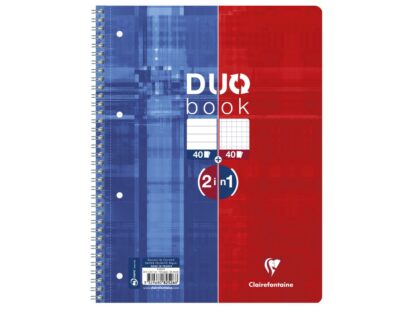 Duo Book wirebound, 22,5x29,7cm, 40sh. Sq.5x5 + 40sh. Lined detach. 4 holes punched