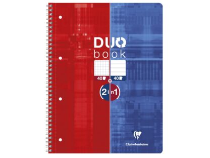 Duo Book wirebound, 22,5x29,7cm, 40sh. Sq.5x5 + 40sh. Lined detach. 4 holes punched