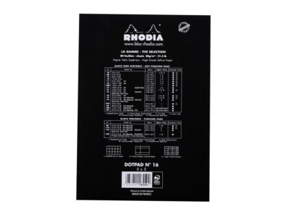 Rhodia BLACK head stapled dotPad N°16, 14,8x21cm, 80sh. 80g matrix dots 5mm