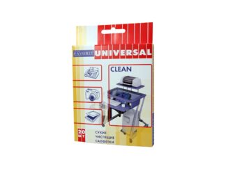 20 dry universal wipes in cardboard box
