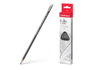 Graphite triangular pencil with an eraser ErichKrause® MEGAPOLIS HB (in box 12 pcs.)