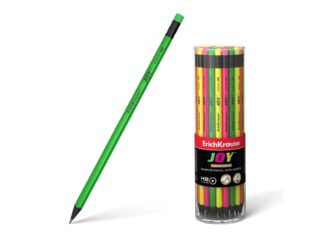Plastic graphite round section pencil with eraser ErichKrause® JOY® HB (in tube 42 pcs.)