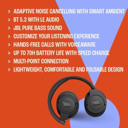 JBL Tune 770NC Over Ear Headphones White - Image 10