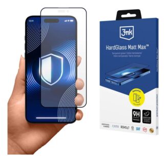Protective film 3mk HardGlass Matt Max™ for iPhone 16 Pro, Black
