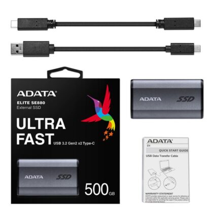 External SSD Adata Elite SE880, 500GB, USB 3.2, TITANIUM - Image 10
