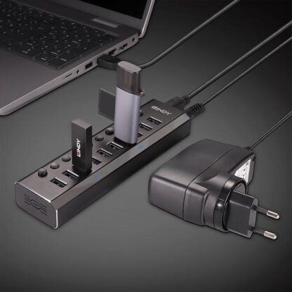 Hub Lindy 10 Port USB 3.0 buton On/Off - Image 9