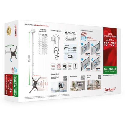 Barkan 13-86" 56kg ceiling TV mount black - Image 3