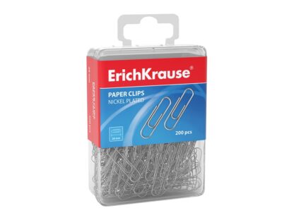 Metal paper clips, 28mm, 200 pcs, in plastic box EK
