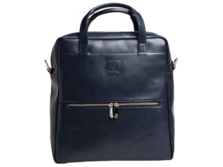 Exactive leather Backpack navy blue