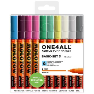 Acrylic marker One4All 127HS 2 mm Wallet Basic-Set 3 10 pcs.