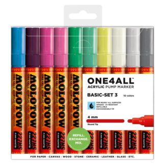 Acrylic marker One4All 227HS 4 mm Wallet Basic-Set 3 10 pcs.