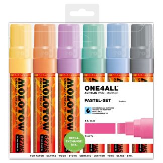 Acrylic marker One4All 627HS 15 mm Wallet Pastel-Set 6 pcs.