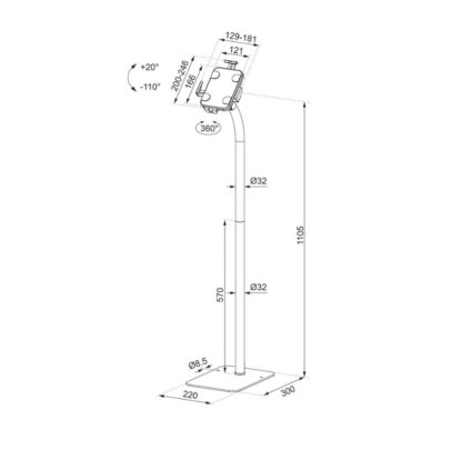 Neomounts Tablet Floor Stand FL15-625BL1 11" - Image 3