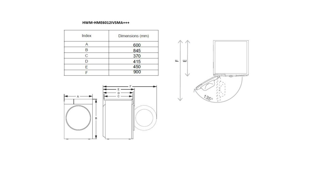 HEINNER SLIM WASHING MACHINE HWM-HME6012IVSMA+++ - Image 5