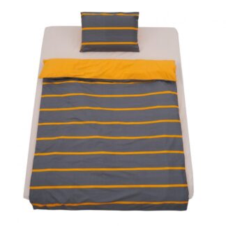 GRAY/ORANGE COTTON SINGLE BED SET