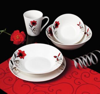 PORCELAIN BOWL 20 CM, RED FLOWERS