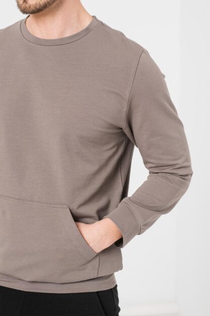 Men's Casual Cotton Blouse Taupe-L - Image 6